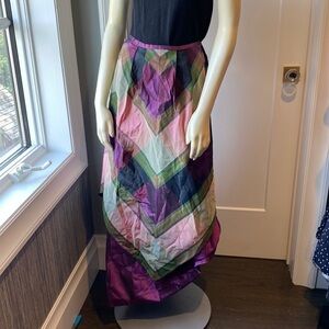GIVENCHY Plaid Overlay Jewel Tone Silk Taffeta Feel Sample Skirt size 4 Vintage